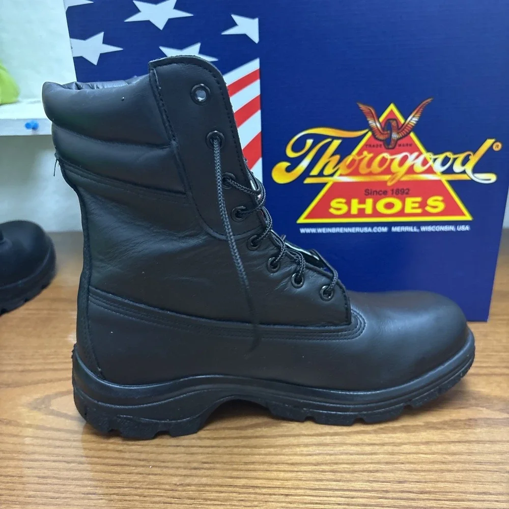 Thorogood SoftStreets 834-6731 Black Leather Insulated Work Boots Mens 8 W USA